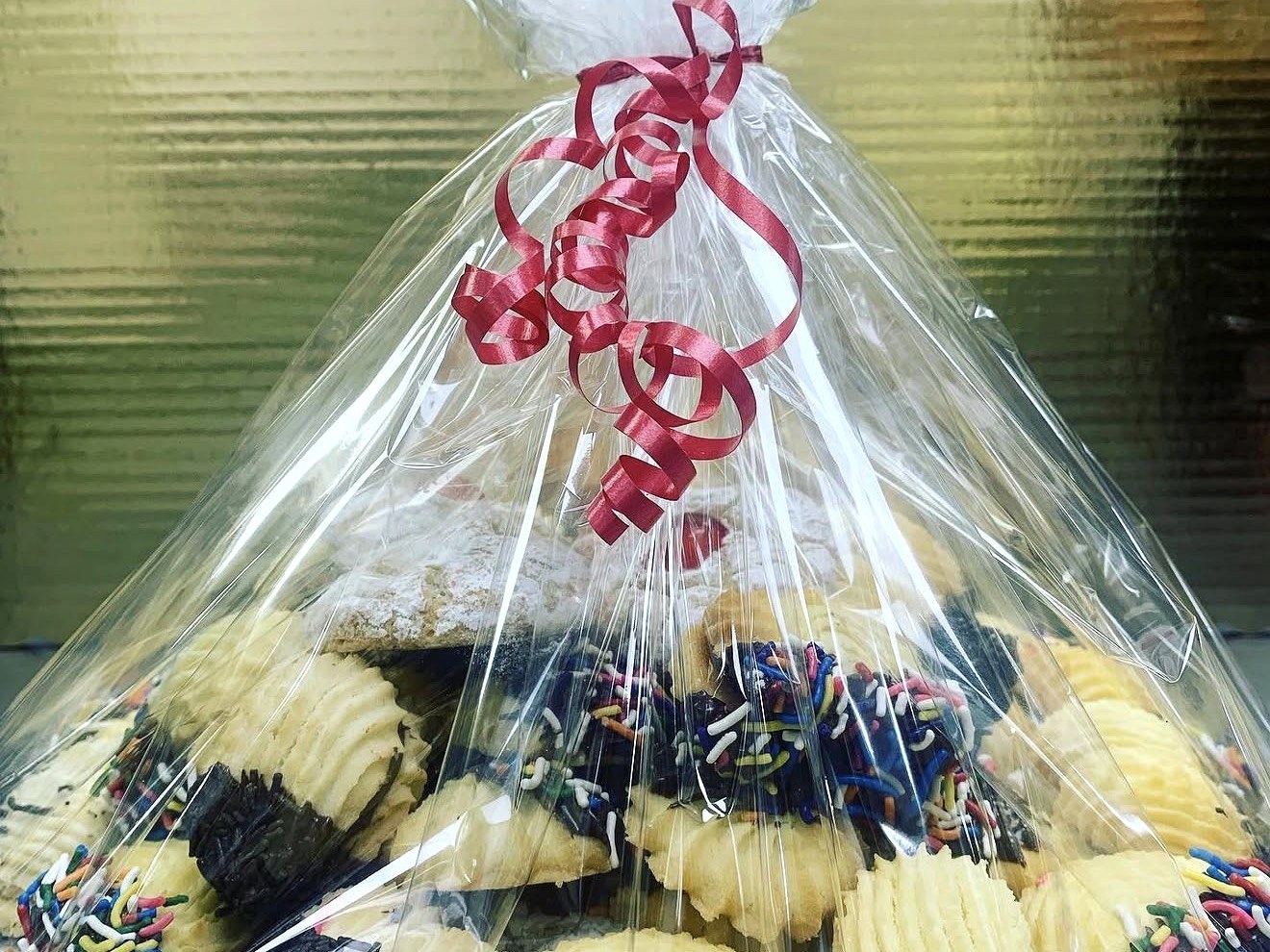 Italian butter cookie gift basket with sprinkles and chocolate from Four Seasons